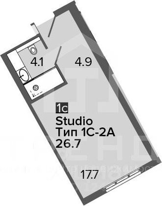 Продажа квартиры-студии 27 м², 5/16 этаж