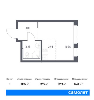 21 м², студия, 20/24 этаж