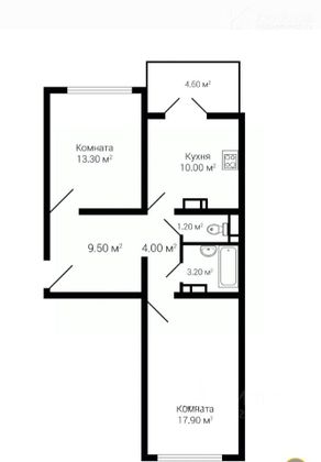 Продажа 2-комнатной квартиры 60 м², 1/17 этаж