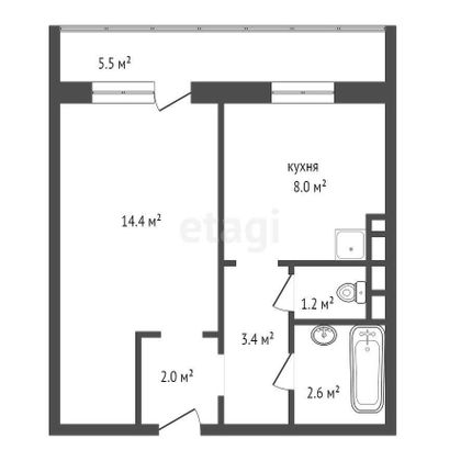 Продажа 1-комнатной квартиры 31,6 м², 6/14 этаж