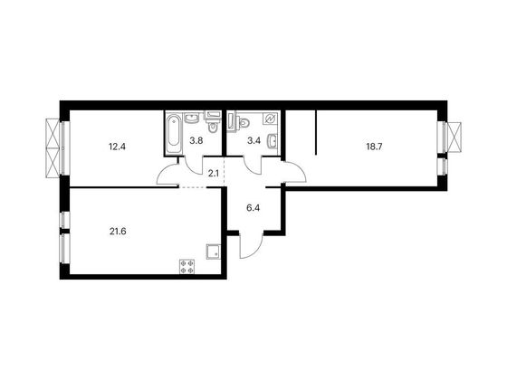 Продажа 2-комнатной квартиры 68,4 м², 3/13 этаж