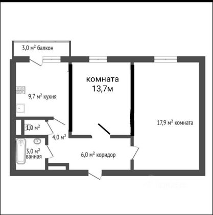 Продажа 2-комнатной квартиры 55,8 м², 4/25 этаж