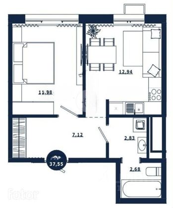 Продажа 1-комнатной квартиры 37 м², 3/12 этаж