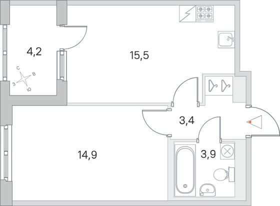 Продажа 1-комнатной квартиры 39,8 м², 2/5 этаж