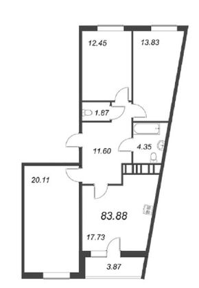 Продажа 3-комнатной квартиры 84,1 м², 14/14 этаж