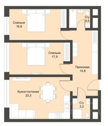 Продажа 3-комнатной квартиры 79 м², 10/12 этаж