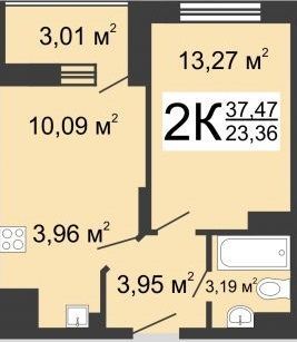 Продажа 1-комнатной квартиры 38 м², 3/19 этаж