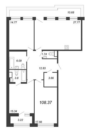 Продажа 4-комнатной квартиры 109,5 м², 8/8 этаж