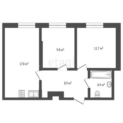 Продажа 2-комнатной квартиры 53 м², 11/16 этаж