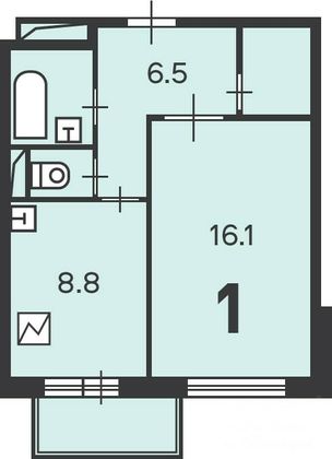 Продажа 1-комнатной квартиры 38,1 м², 4/16 этаж