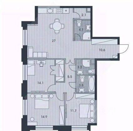 Продажа 4-комнатной квартиры 98 м², 20/34 этаж