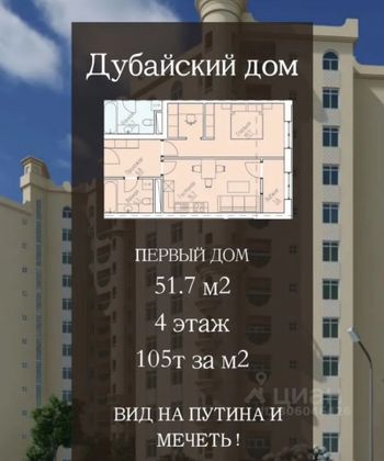 Продажа 1-комнатной квартиры 52 м², 4/10 этаж