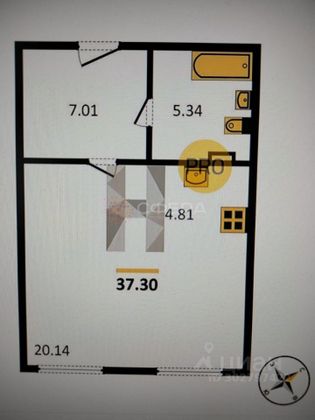 Продажа квартиры-студии 37,3 м², 5/11 этаж