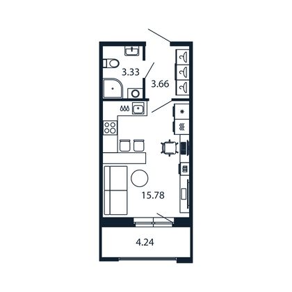 Продажа квартиры-студии 24,9 м², 2/12 этаж