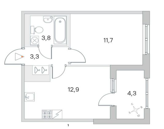 Продажа 1-комнатной квартиры 31,7 м², 3/5 этаж