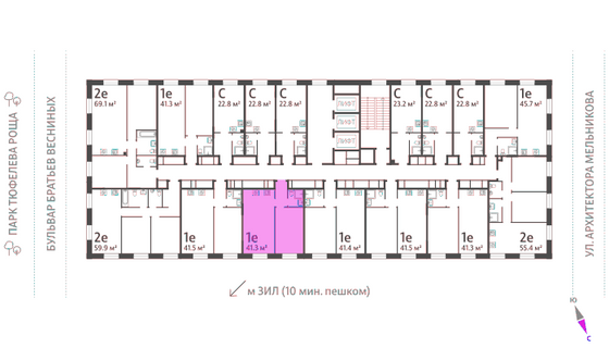 Продажа 1-комнатной квартиры 41,3 м², 18/28 этаж