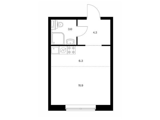 Продажа квартиры-студии 25,5 м², 2/13 этаж