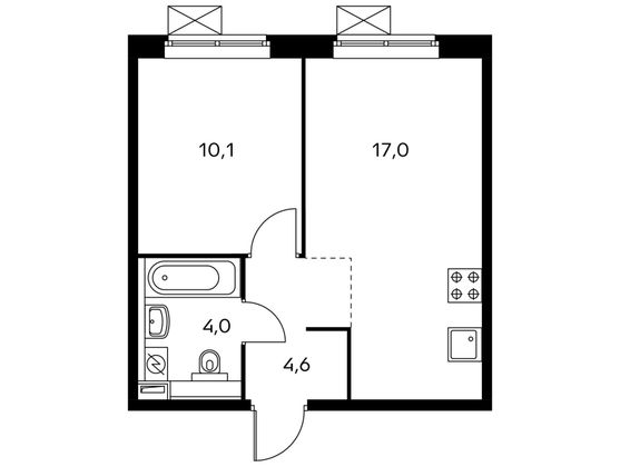 Продажа 1-комнатной квартиры 35,7 м², 6/25 этаж