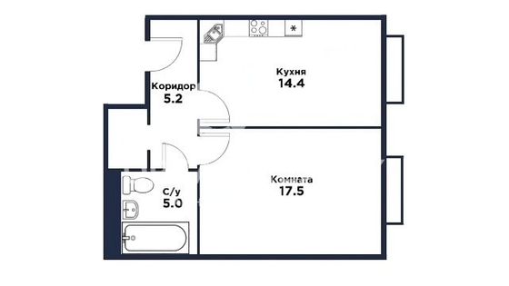 Продажа 1-комнатной квартиры 43,6 м², 3/16 этаж