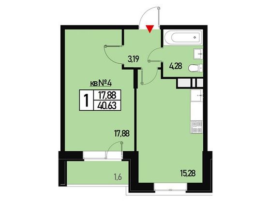 Продажа 1-комнатной квартиры 40 м², 1/3 этаж