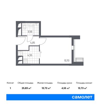 Продажа квартиры-студии 25,8 м², 21/31 этаж