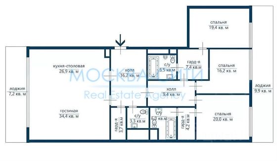 Продажа 4-комнатной квартиры 187 м², 7/11 этаж