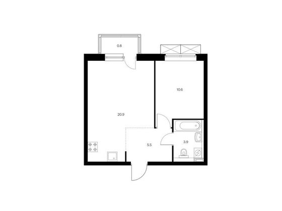 Продажа 1-комнатной квартиры 41,7 м², 2/24 этаж