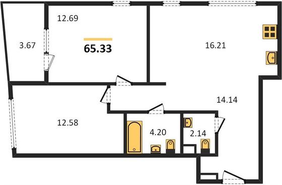Продажа 2-комнатной квартиры 65,3 м², 3/9 этаж