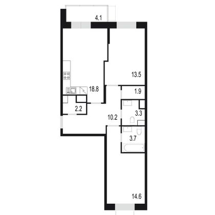 72,3 м², 2-комн. квартира, 8/25 этаж