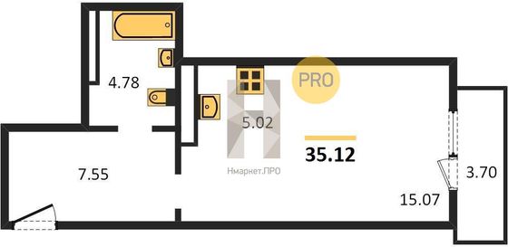 Продажа квартиры-студии 35,1 м², 24/27 этаж