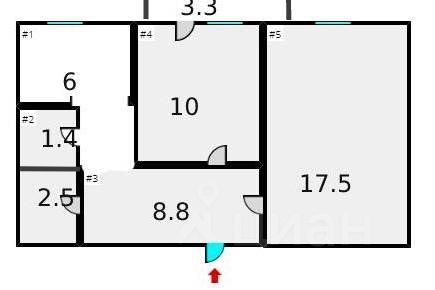 Продажа 2-комнатной квартиры 49,4 м², 2/3 этаж
