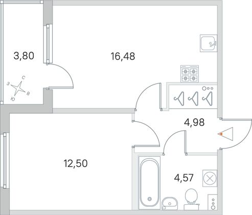 Продажа 1-комнатной квартиры 40,4 м², 1/4 этаж