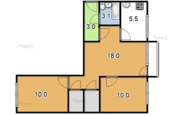 Продажа 3-комнатной квартиры 53,3 м², 3/5 этаж