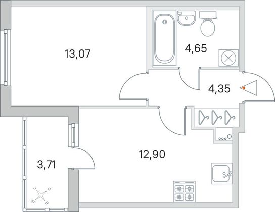 Продажа 1-комнатной квартиры 36,8 м², 1/8 этаж