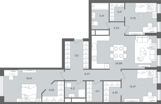 Продажа 4-комнатной квартиры 111,8 м², 6/41 этаж
