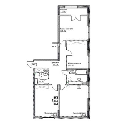 Продажа 3-комнатной квартиры 91,5 м², 7/24 этаж