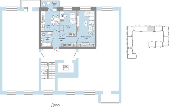 Продажа 2-комнатной квартиры 52 м², 7/8 этаж