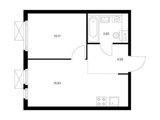 Продажа 1-комнатной квартиры 34,5 м², 19/33 этаж