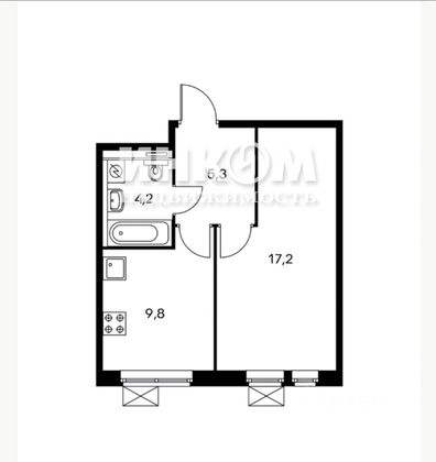 Продажа 1-комнатной квартиры 36,3 м², 2/17 этаж