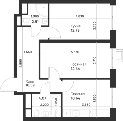 Продажа 2-комнатной квартиры 55,4 м², 19/29 этаж