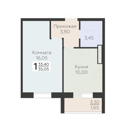 Продажа 1-комнатной квартиры 35 м², 4/18 этаж
