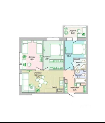 Продажа 3-комнатной квартиры 74,4 м², 3/19 этаж