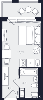 Продажа квартиры-студии 22,7 м², 21/24 этаж