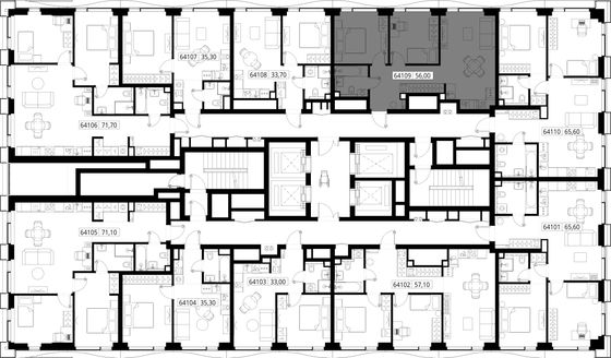 Продажа 2-комнатной квартиры 56 м², 41/48 этаж