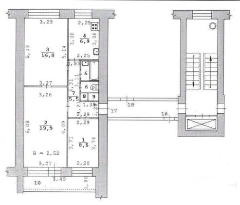 Продажа 3-комнатной квартиры 61,4 м², 4/9 этаж