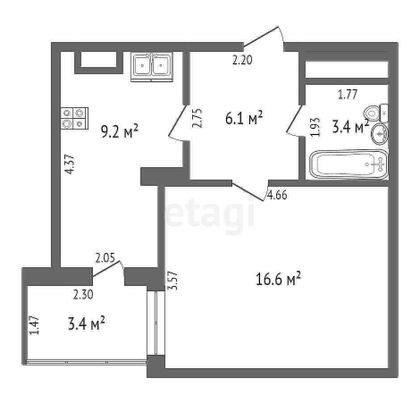 Продажа 1-комнатной квартиры 37 м², 8/9 этаж