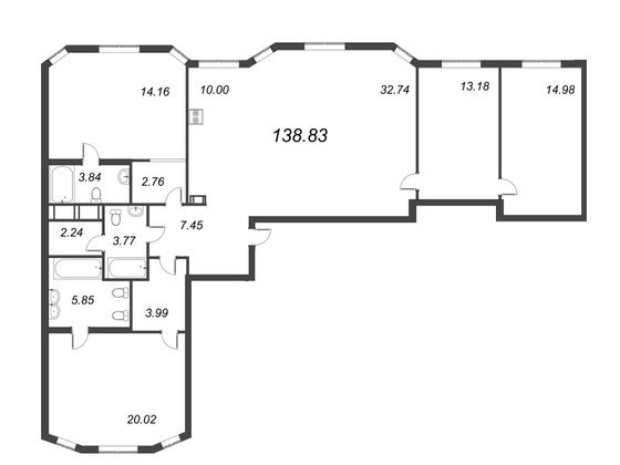 Продажа 4-комнатной квартиры 138,8 м², 3/10 этаж