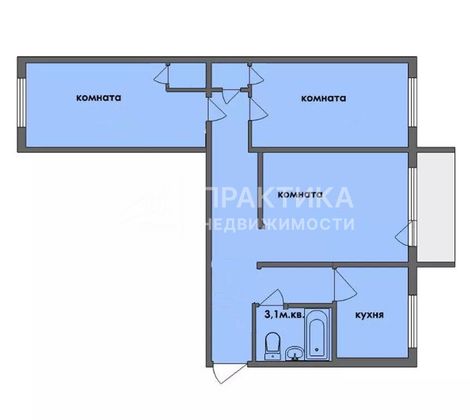 Продажа 3-комнатной квартиры 58,6 м², 8/8 этаж