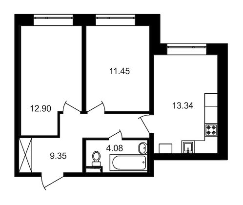 Продажа 2-комнатной квартиры 51,1 м², 1/20 этаж