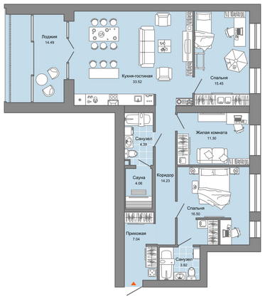 110 м², 4-комн. квартира, 5/7 этаж